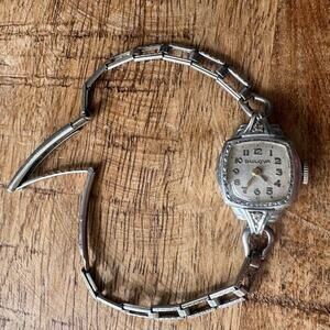 Vintage Bulova Ladies Watch 10K Gold Filled Art Deco Bracelet Original Working